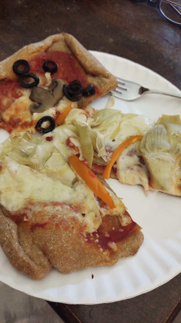 Vegan White Sauce and Sourdough Thin Crust Pizza