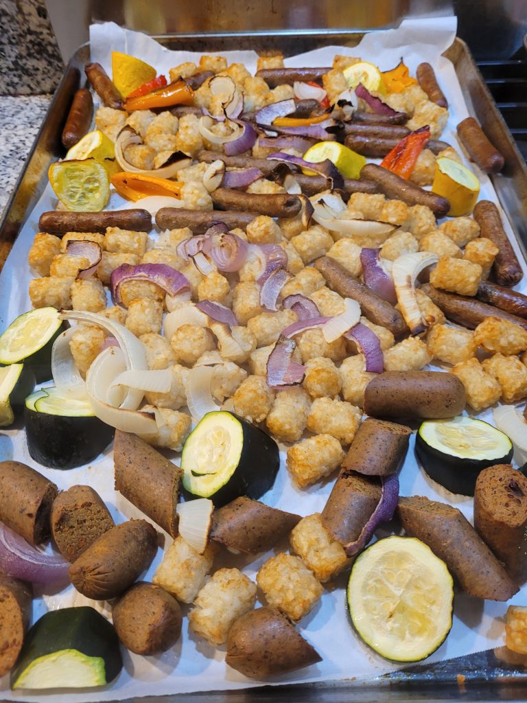 Sheet Tray Sausage and Tots