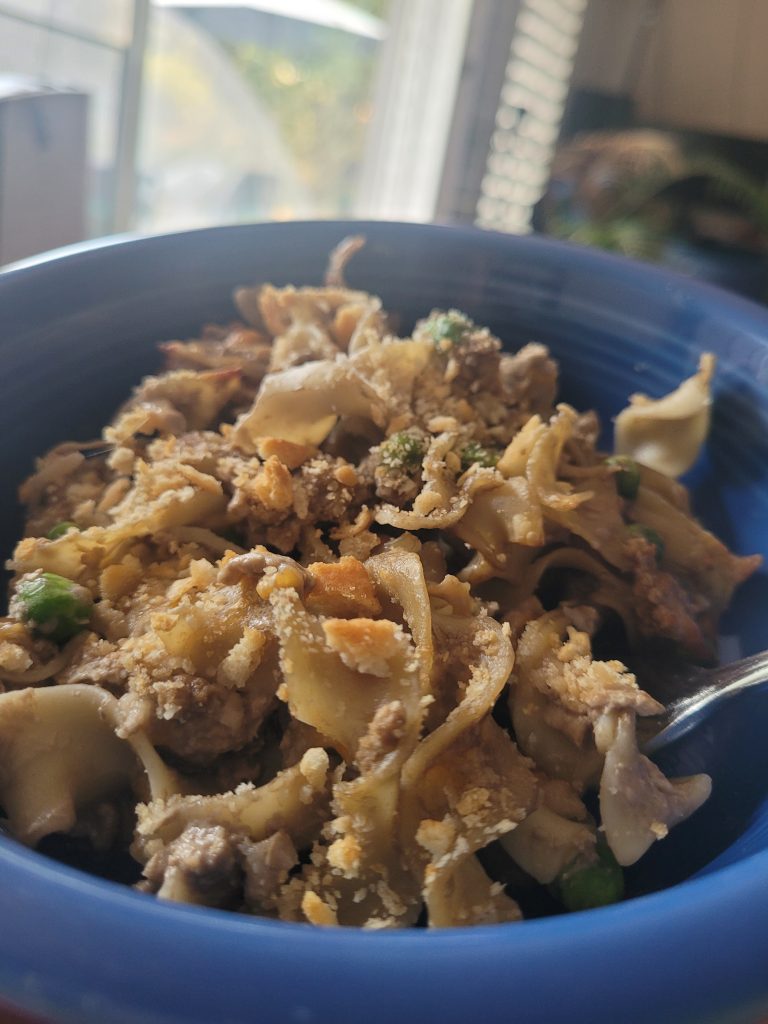 Reminds Me of Aunt Jackie’s Mushroom Noodle Casserole