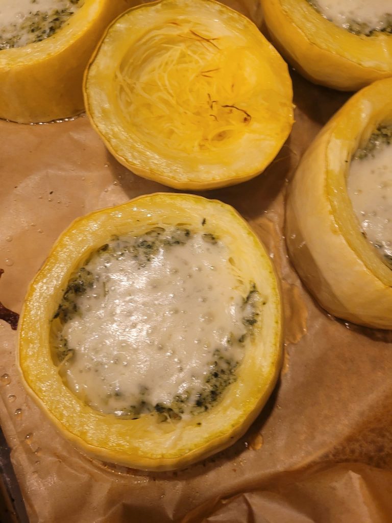 Spinach & Artichoke Stuffed Spaghetti Squash